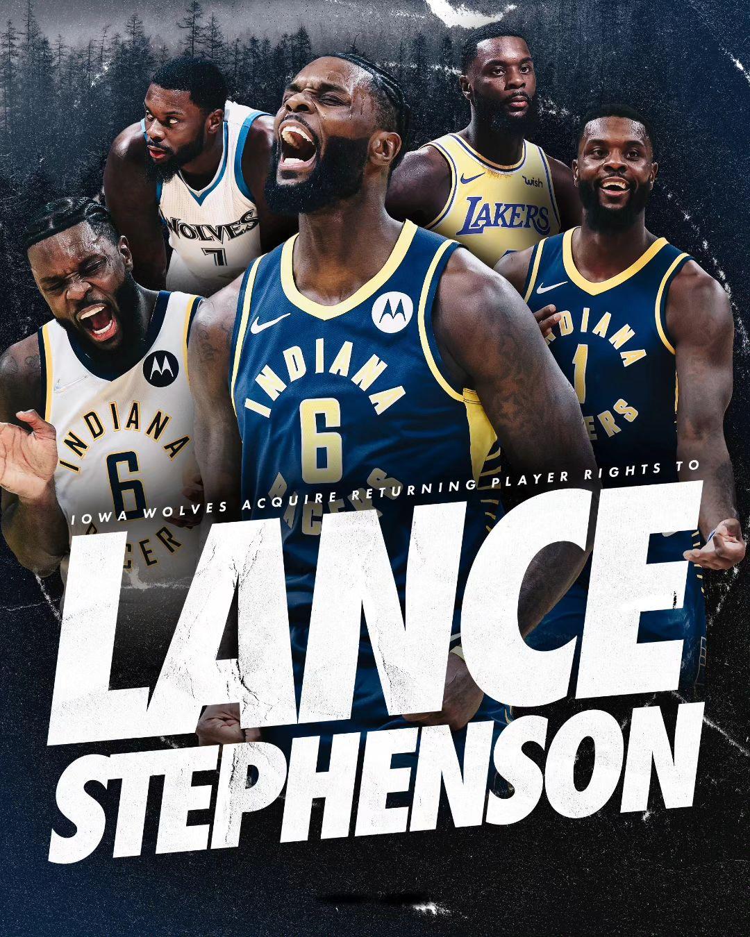 史蒂芬生與灰狼發展聯盟球隊「Iowa Wolves」簽約,力拚重返NBA。(圖/翻攝自Lance Stephenson IG)