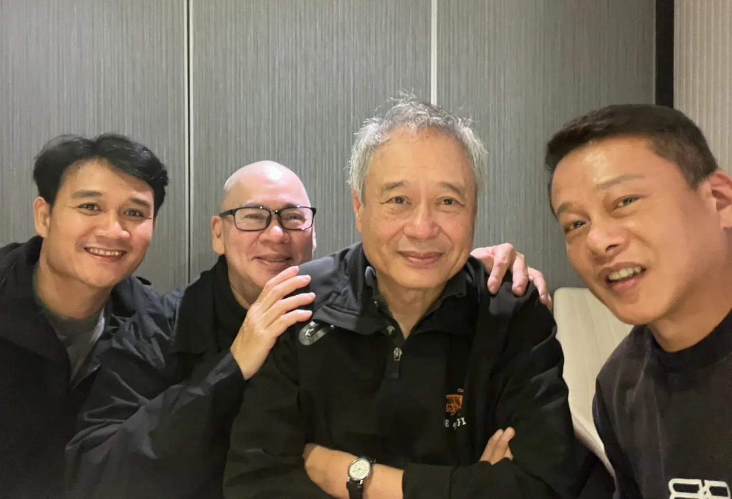 左起亞儂·弘尚希、蔡明亮、李安、李康生。(圖/翻攝自蔡明亮臉書)