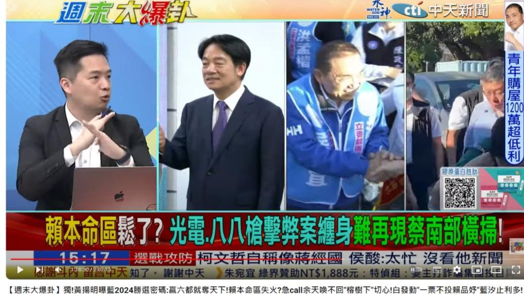 羅旺哲直言,賴清德現在最大的危機感,來自於他的台南本命區。(圖/翻攝自大新聞大爆卦YouTube頻道)