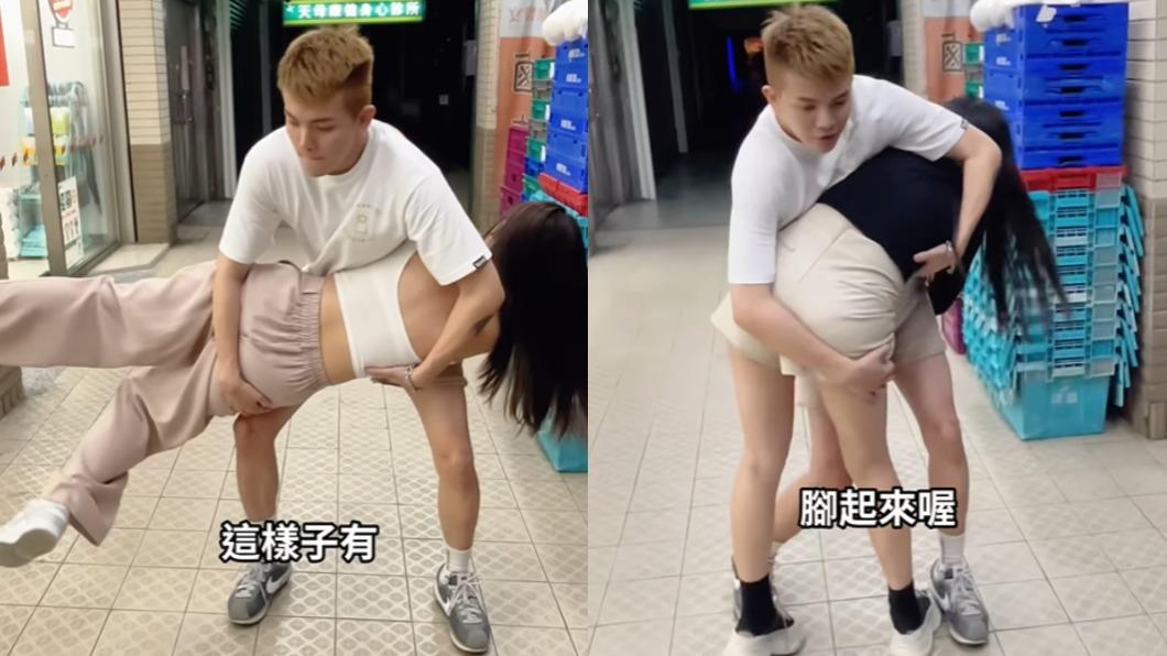 不少網友指孫生分別在抱姊妹直播主惀惀(右)、奶糖時,都趁機吃豆腐。(圖/翻攝自孫生IG)