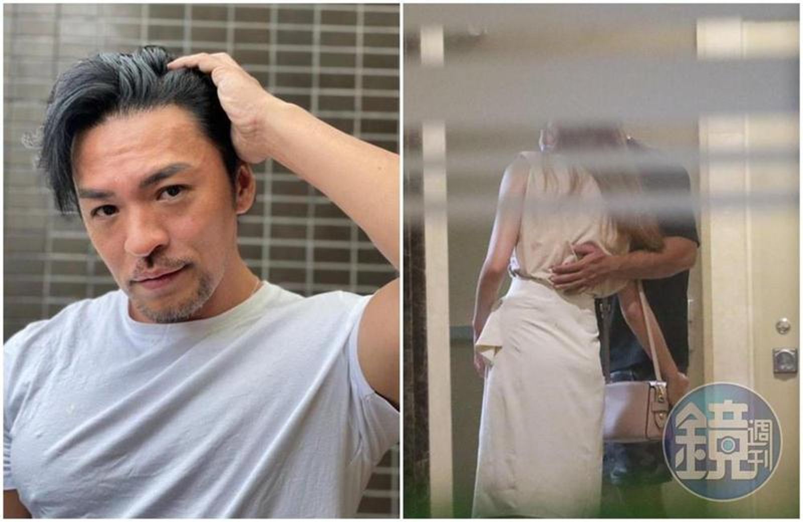 夢多和女伴現身中山區，女方相當熱情，雙手直接摸上他的翹臀。（圖／鏡週刊）