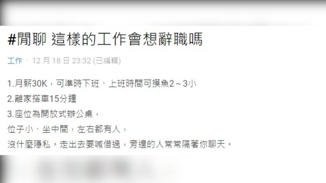 網友好奇，這些條件是否會讓人想離職。（圖／翻攝自Dcard）