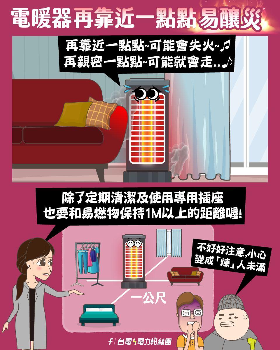 台電提醒民眾冬季用電注意事項。(圖/翻攝臉書 台電電力粉絲團)