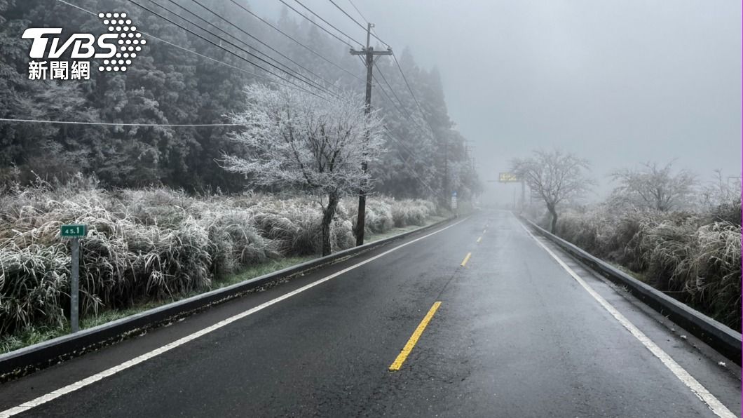 獨/台7甲台中宜蘭交界「寂寞公路」霧淞炸整路 銀白國度景色曝