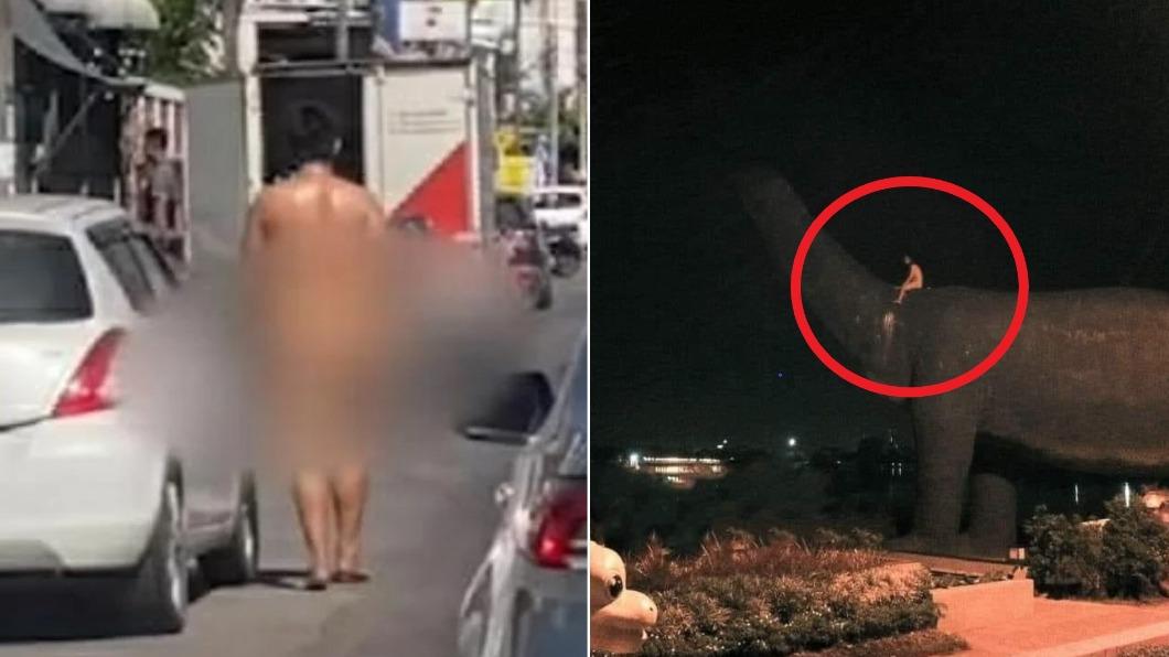 有片/泰男「全裸逛大街」自行投案 員警拿毛巾遮被甩開