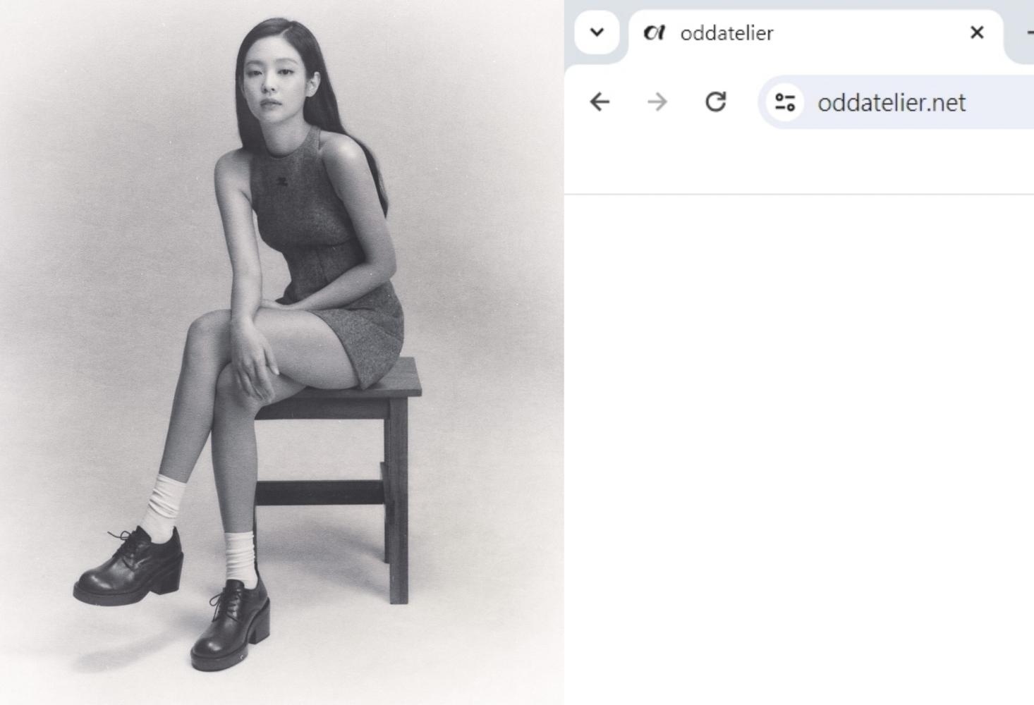 Jennie的新官網已經被塞爆,僅流出一張新照片。(圖/翻攝自oddatelier.net)
