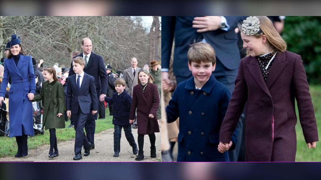 英王室總動員做耶誕禮拜 路易小王子甜牽「女伴」超紳士