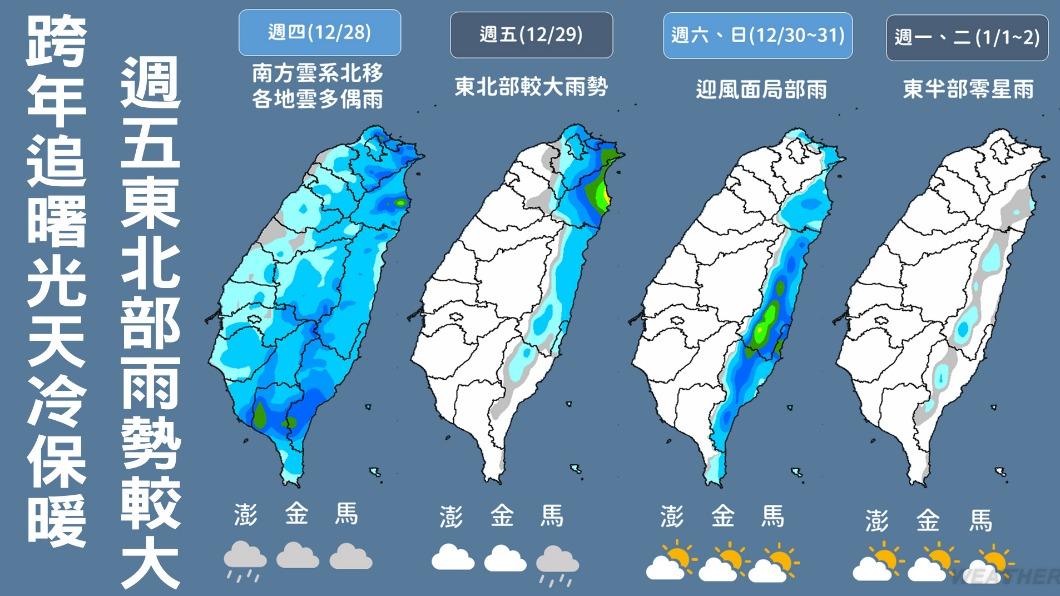 跨年元旦天氣一覽。(圖/TVBS)