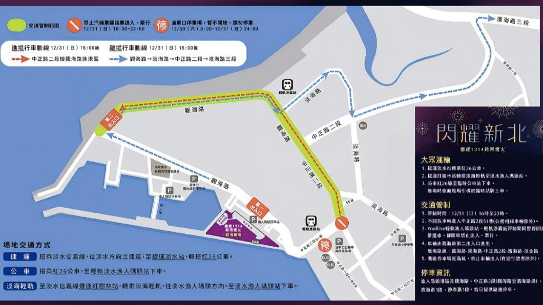 全台最早跨年煙火淡水登場 交通管制看這裡