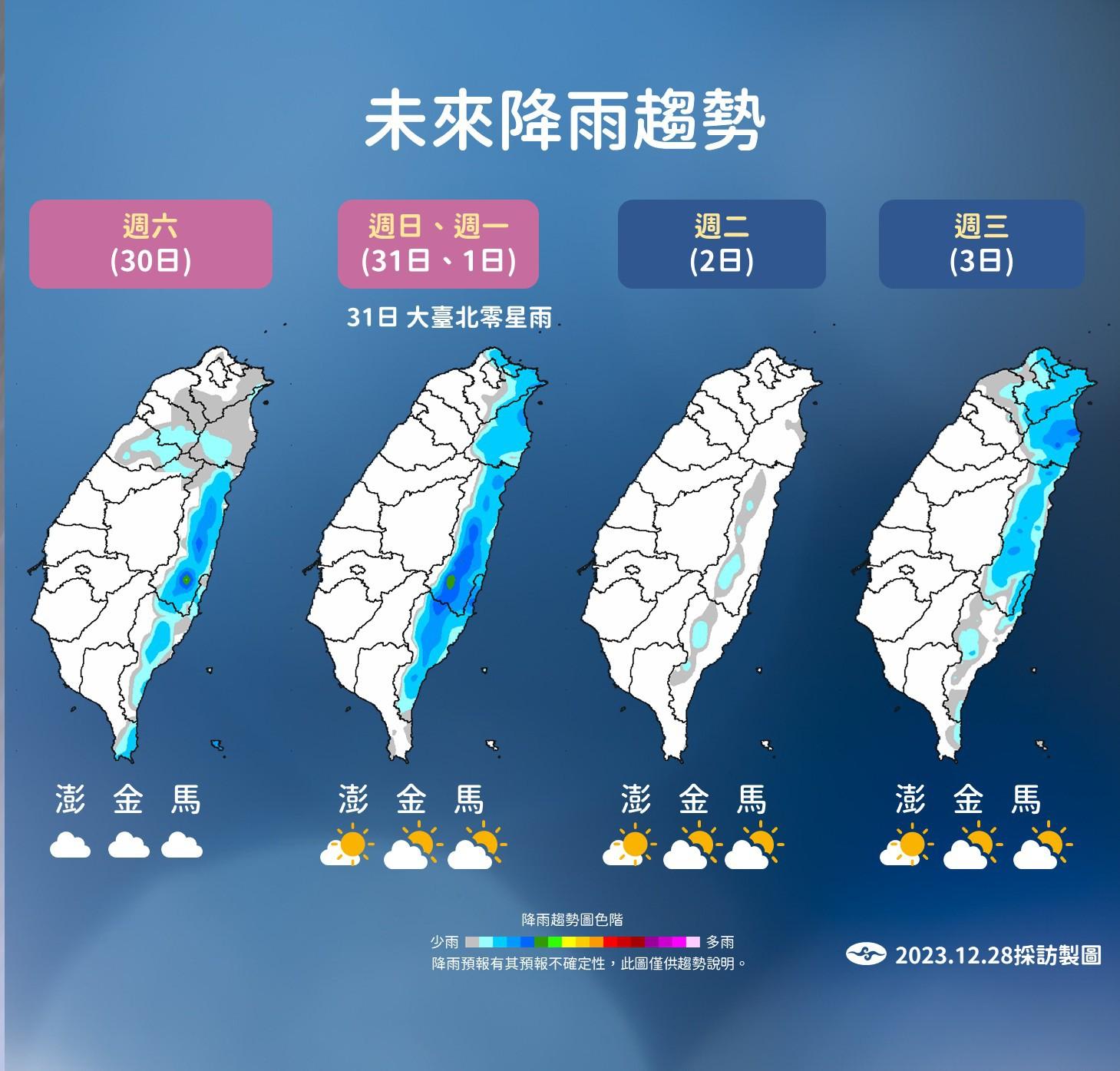 未來一週降雨趨勢。（圖／中央氣象署）