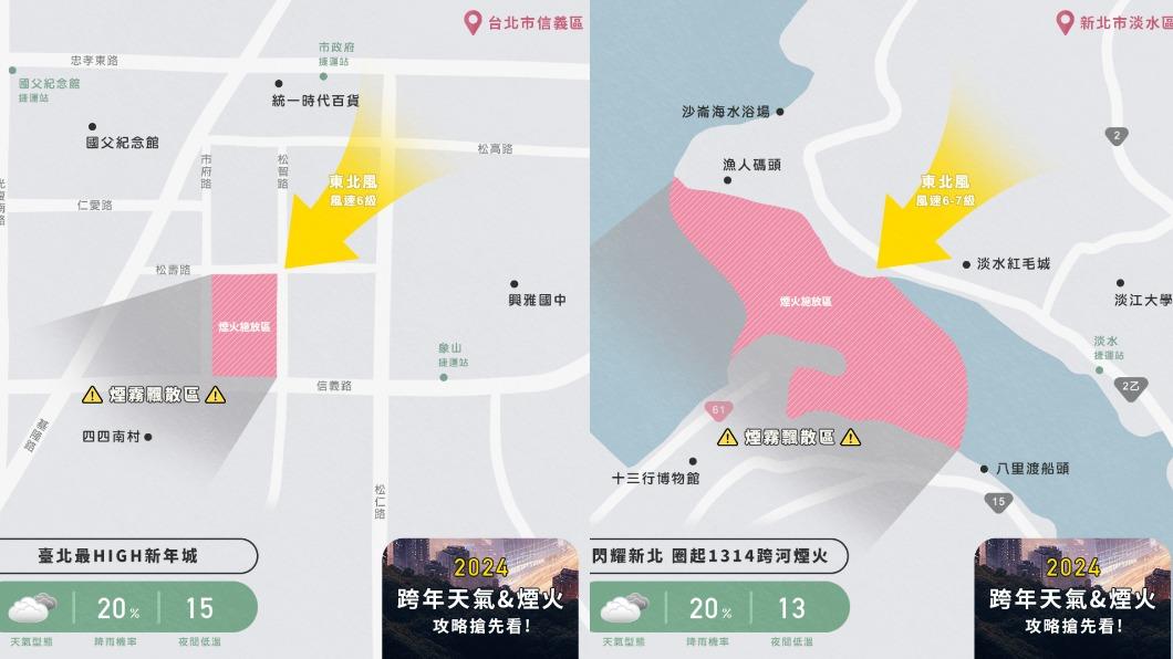 民眾看煙火時務必避開下風處。(圖/翻攝自天氣風險 WeatherRisk臉書)
