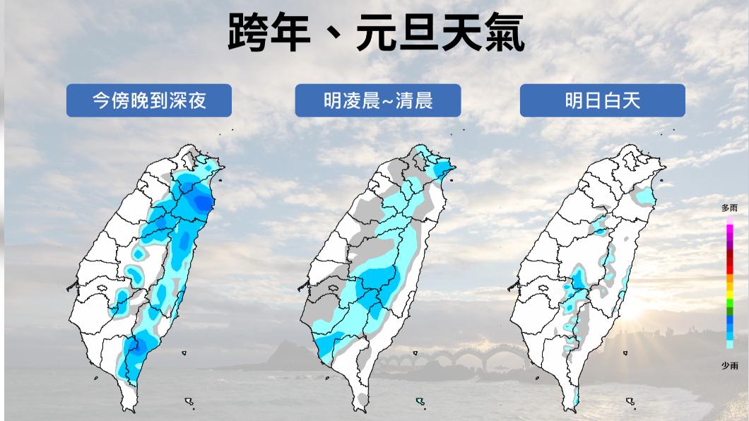 跨年、元旦天氣。(圖/氣象署)