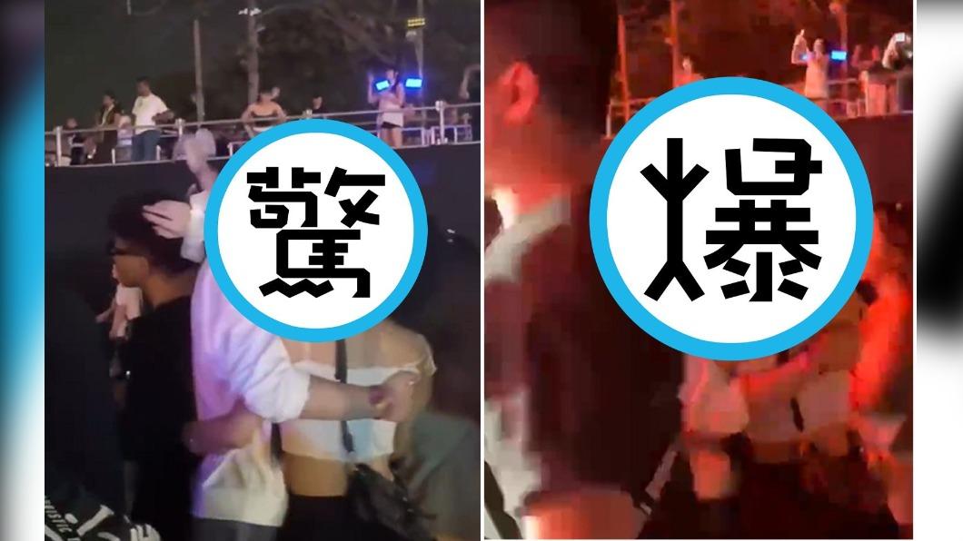 小夥子好忙!陸電音節「1男戰2女」黏TT激吻 路人全看傻
