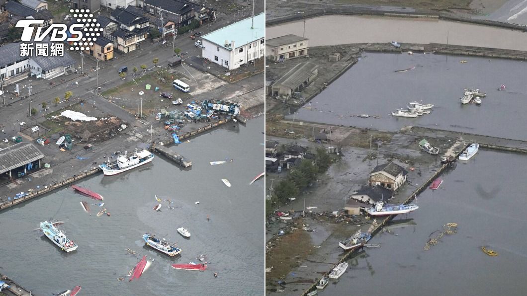 日本石川強震珠洲市震度一度達6強 漁船遭海嘯「掀翻、沖上岸」