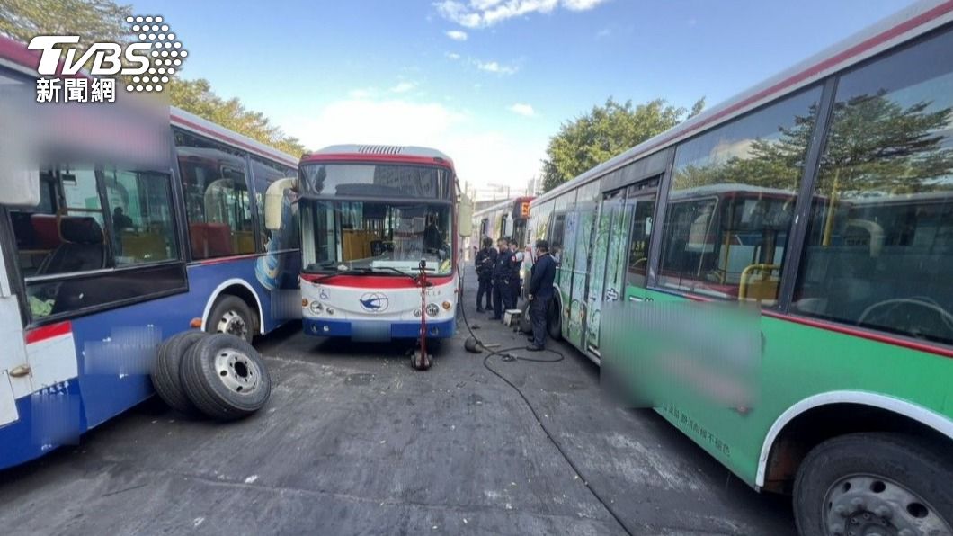 汐止總站意外!公車車輪氣壓避震器突爆裂 維修工、司機遭炸傷