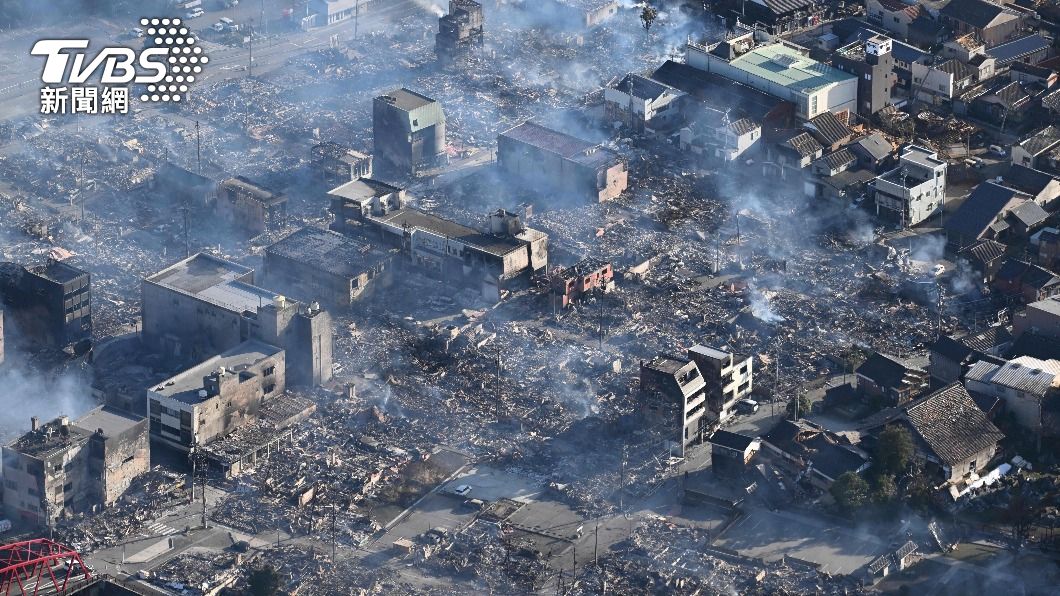 日本石川強震讓當地許多房屋倒塌。（圖／達志影像美聯社）