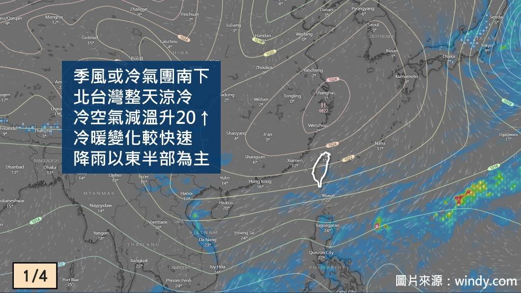 北台灣整天涼冷。(圖/TVBS)