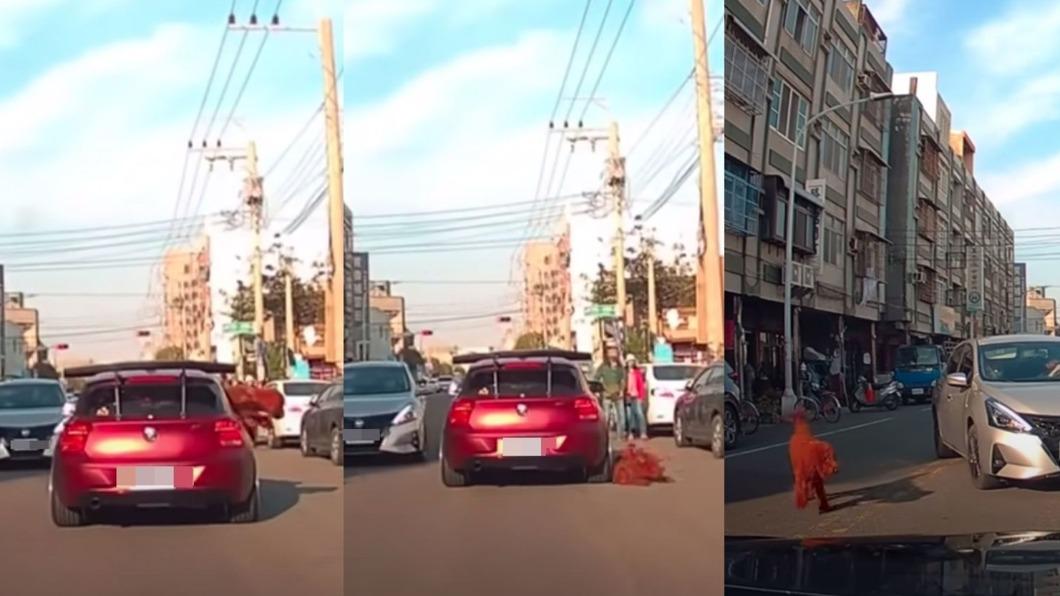 兜風探頭「滾出車窗」!巨型紅貴賓逃竄車陣 短裙妹急追愛犬