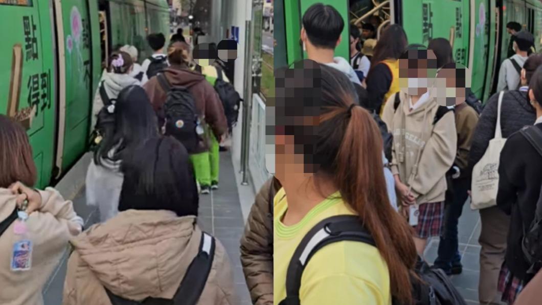 輕軌開通後迎來第一天上學日。(圖/翻攝自高雄大小事)