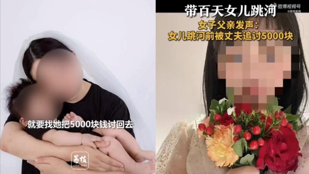 29歲陸女遭尪家暴討錢「攜孩跳河」 家屬慟:被逼死的
