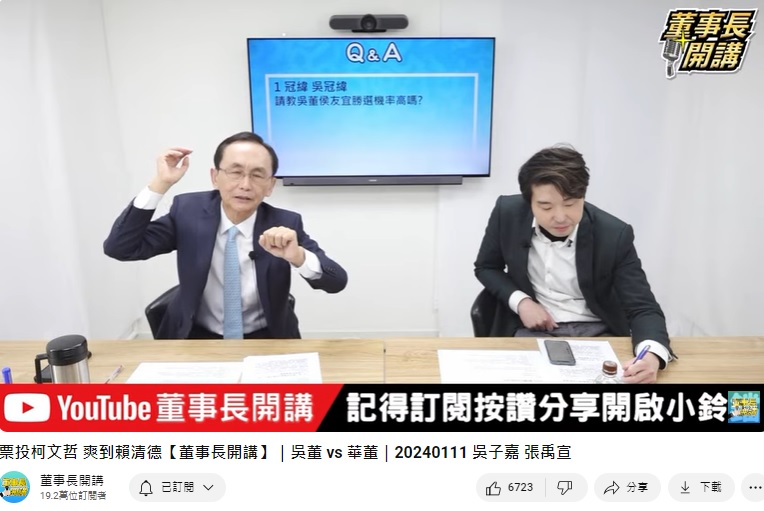 吳子嘉分析侯友宜勝選率。(圖/董事長開講YT)