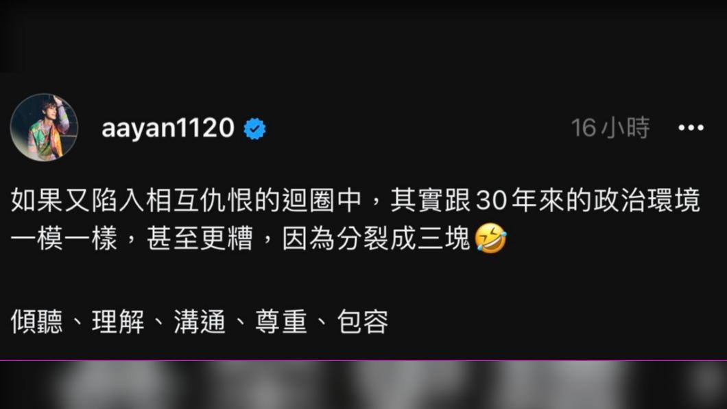 炎亞綸轉換平台發文。(圖/翻攝自炎亞綸Threads)