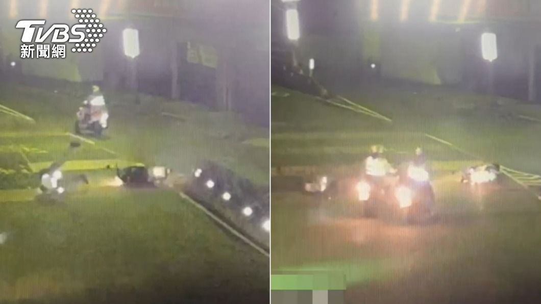 暗夜圍捕肇逃贓車 板橋警失控自撞分隔島慘摔斷腿