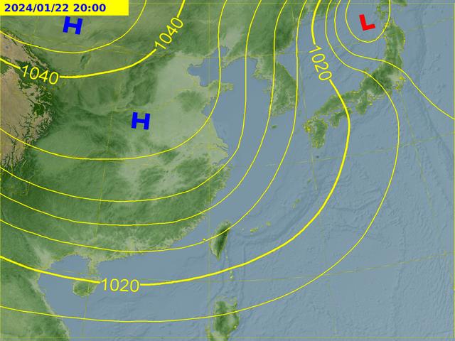 下週22日至24日強冷空氣影響，恐達寒流等級。（圖／氣象署）