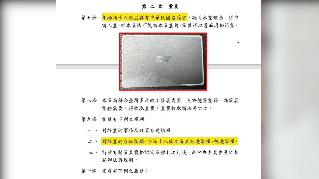 民眾黨黨章。(圖/翻攝自劉宇臉書)