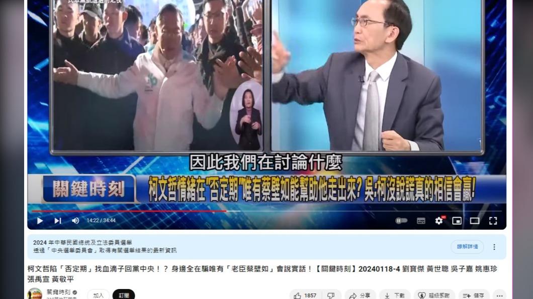 吳子嘉在節目上預測蔡璧如新動向。(圖/翻攝自《關鍵時刻》YT)