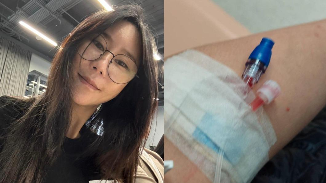 安晨妤在家暈倒,醒來後獨自去打點滴。(圖/翻攝自安晨妤臉書)