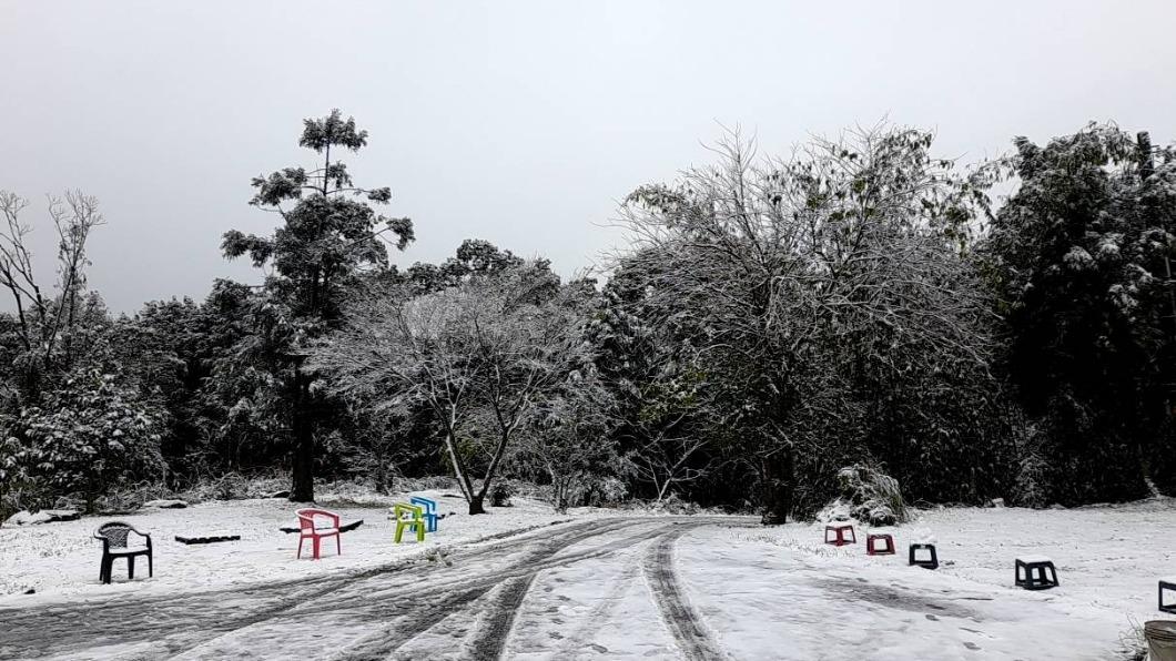 烏來967高地也降雪了。(圖/民眾提供)