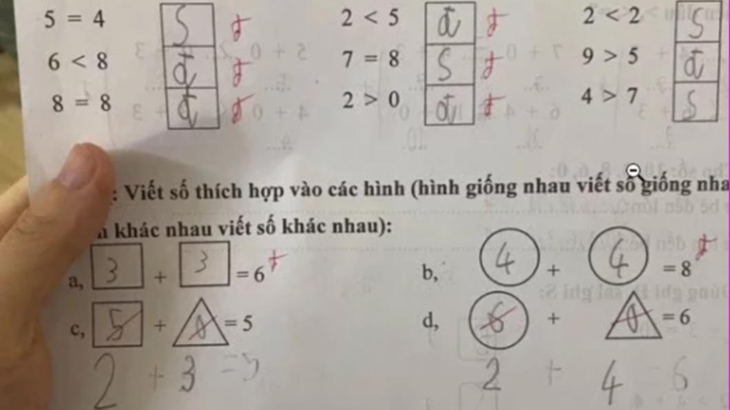 每個計算式所涉及的圖形要求代表不同的數字。(圖/翻攝自phunuphapluat)