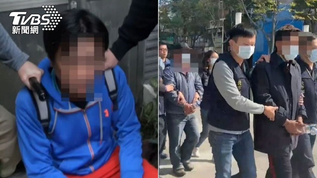 警方逮捕翁男（左）及4名共犯，一舉瓦解騙房集團。（圖／TVBS）