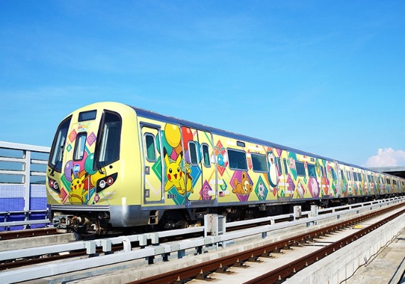 「飛翔皮卡丘計畫」彩繪列車。(圖/桃園捷運)