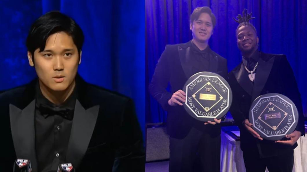 有片／5年來首出席！大谷穿帥氣燕尾服領MVP　全英文致詞謝天使