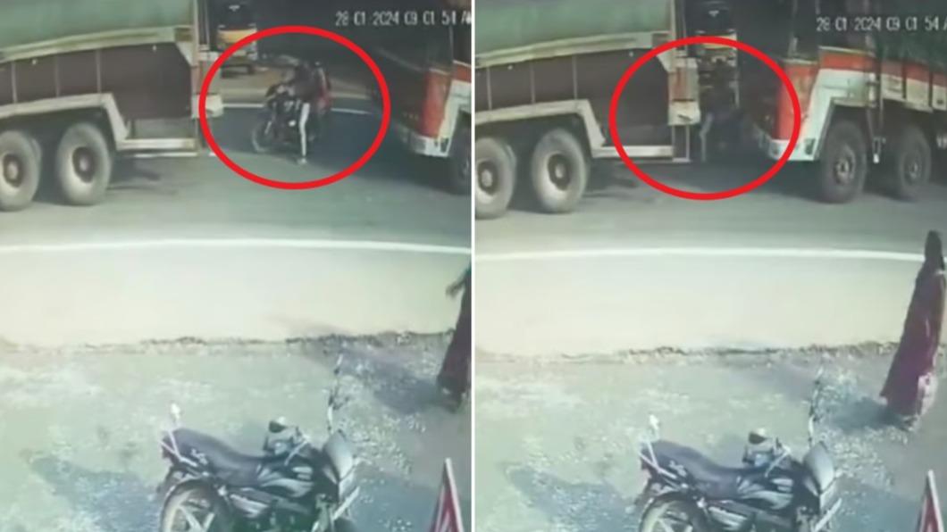 有片/1家4口騎車遇追撞 印夫妻下秒慘遭2大車擠壓慘死
