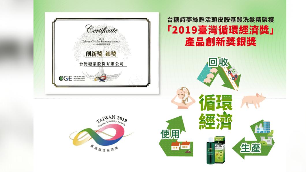 台糖推出的豬膽汁洗髮精獲得循環經濟獎。(圖/台糖提供)