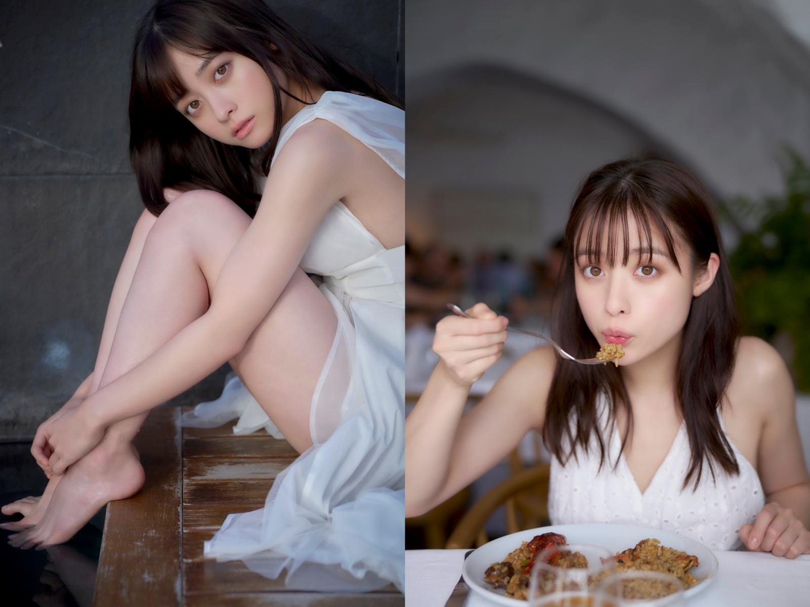 橋本環奈露出白嫩大腿,也讓日本網友讚「美腿」。(圖/翻攝自HK3_BCN推特)