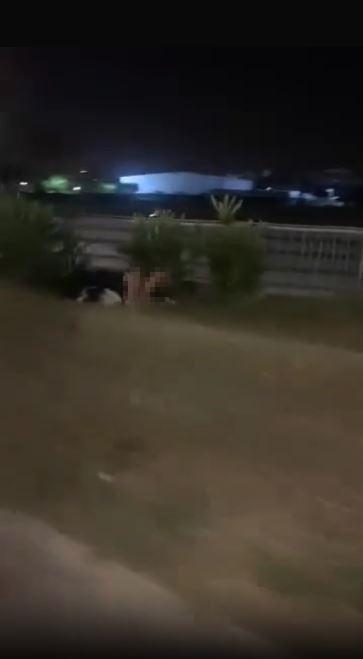男女野外疊在一起。(圖/翻攝自爆料公社二社)