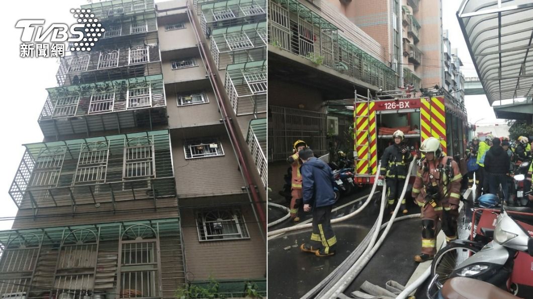 新北市華廈傳火警，大批警消到場救援。（圖／TVBS）