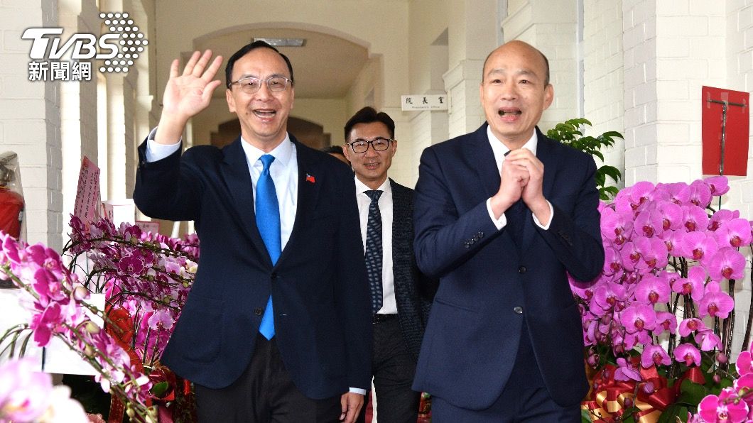 韓國瑜上任立法院長後,接見國民黨主席朱立倫。(圖/胡瑞麒攝)