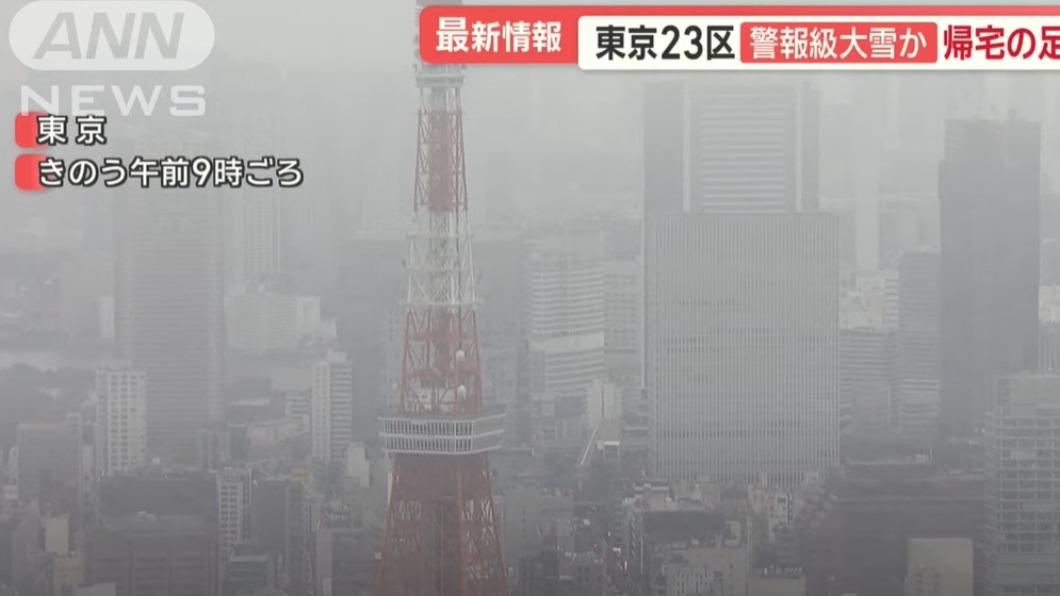 日本氣象廳預測關東甲信地方今天下午至明天將下大雪。(圖／翻攝ANN YouTube)