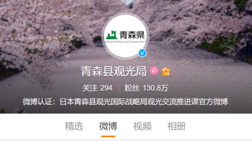 青森縣觀光局的粉絲人數甚至比青森總人口還多。（圖／翻攝自微博）