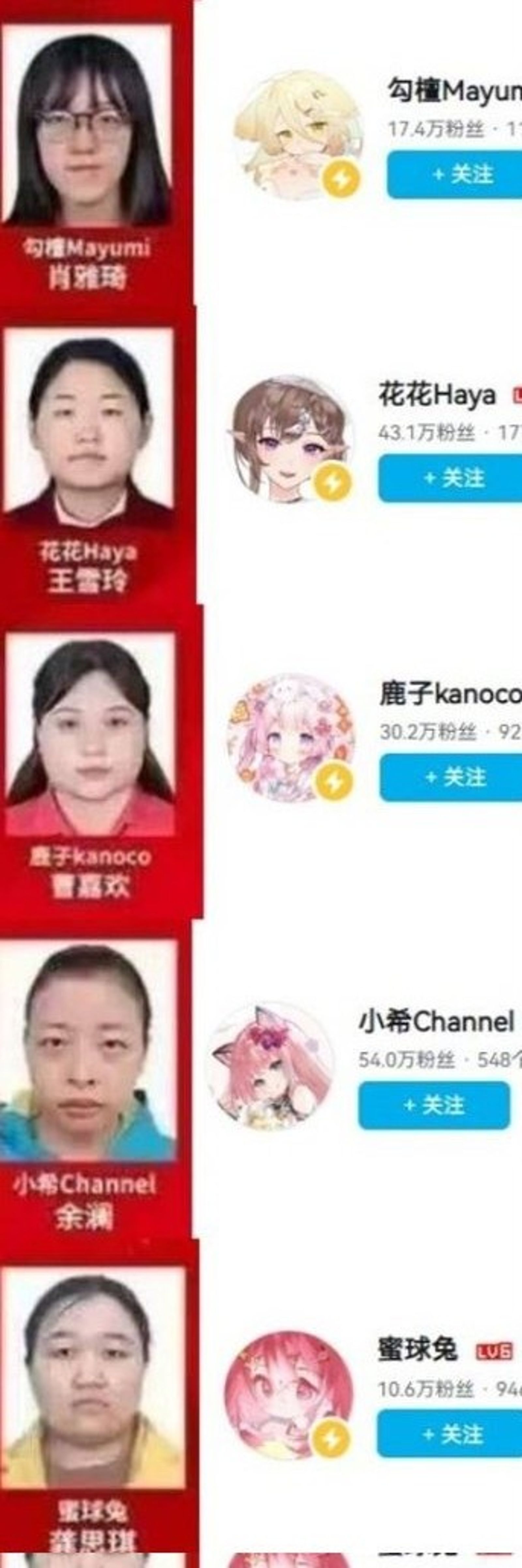 當中不乏多位知名虛擬網紅,不少網友看到本尊面容幾近崩潰。(圖/翻攝自alfalfalfa.com)