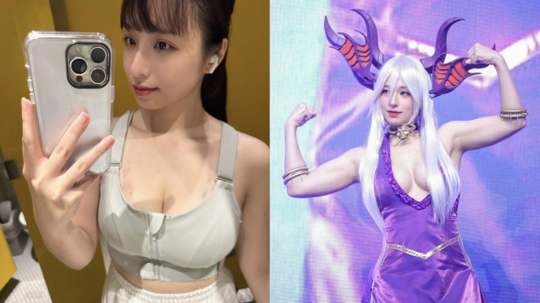 蘋蘋澎澎火辣現身電玩展,卻被不少網友稱露點,她曬出胸前撕下雙面膠的照片澄清。(圖/翻攝自 pinpinponpon627 IG)