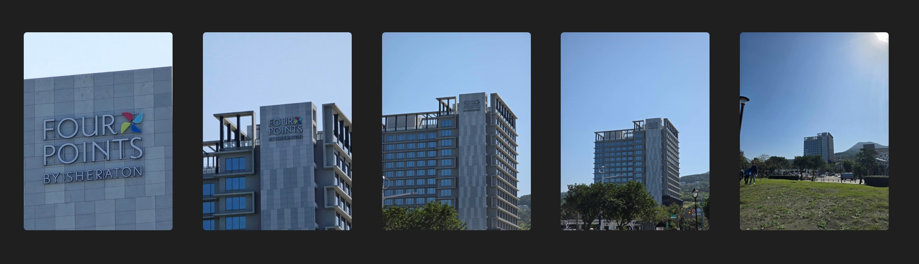 從另一外方向往八里福朋喜來登樓頂拍攝,則是放大到100x時,風車LOGO都能清楚捕捉。(圖/葉韋辰攝)