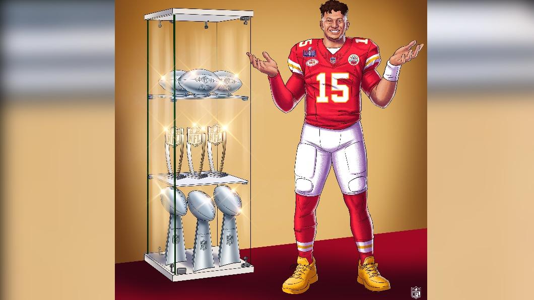 明酋長明星四分衛馬霍姆斯 (Patrick Mahomes)奪得生涯第3座超級盃MVP。(圖/翻攝自 X)