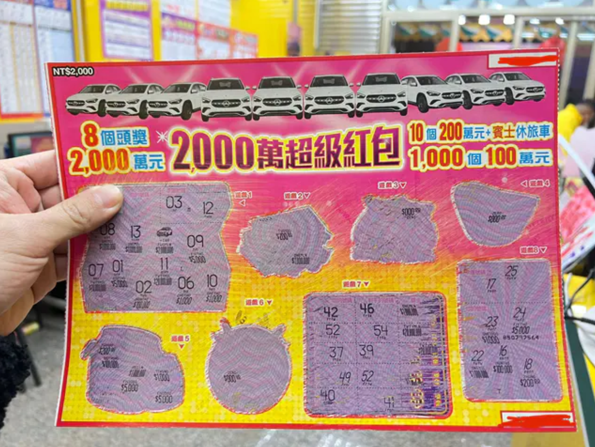 原PO買「2000萬超級紅包」刮刮樂以為槓龜,竟驚喜中獎。(圖/翻攝自Dcard)