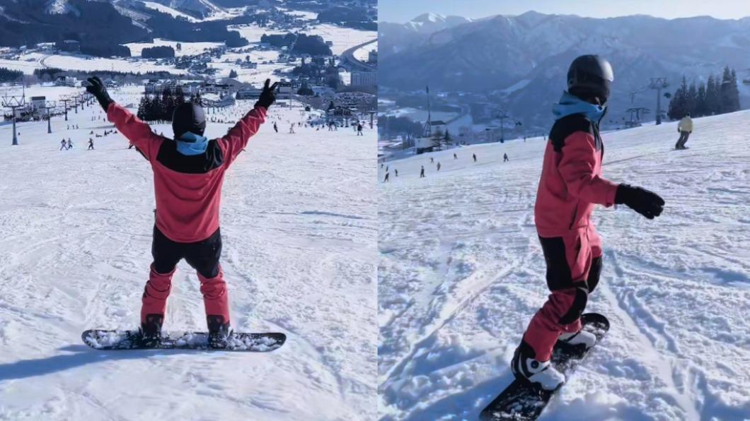 小豬雖然首次滑雪摔不停，但他越滑越有心得。（圖／翻攝自羅志祥IG）